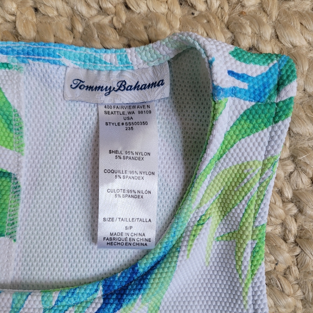 Island Cays Sea Fronds High-Neck Flounce Spa Dress Coverup Pockets UPF 50 Small - Picture 2 of 11